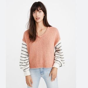 Madewell Balloon Sleeved Pull Over Color Block Sweater Size XXS.
